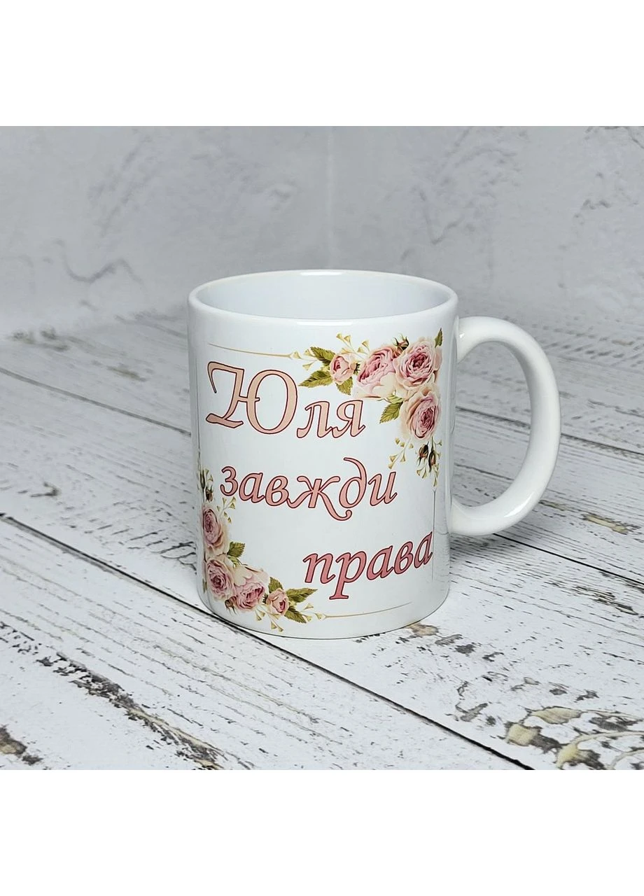 Именная чашка "Юля всегда права" (имя выбирается при заказе) 330 мл No Brand (383728692)