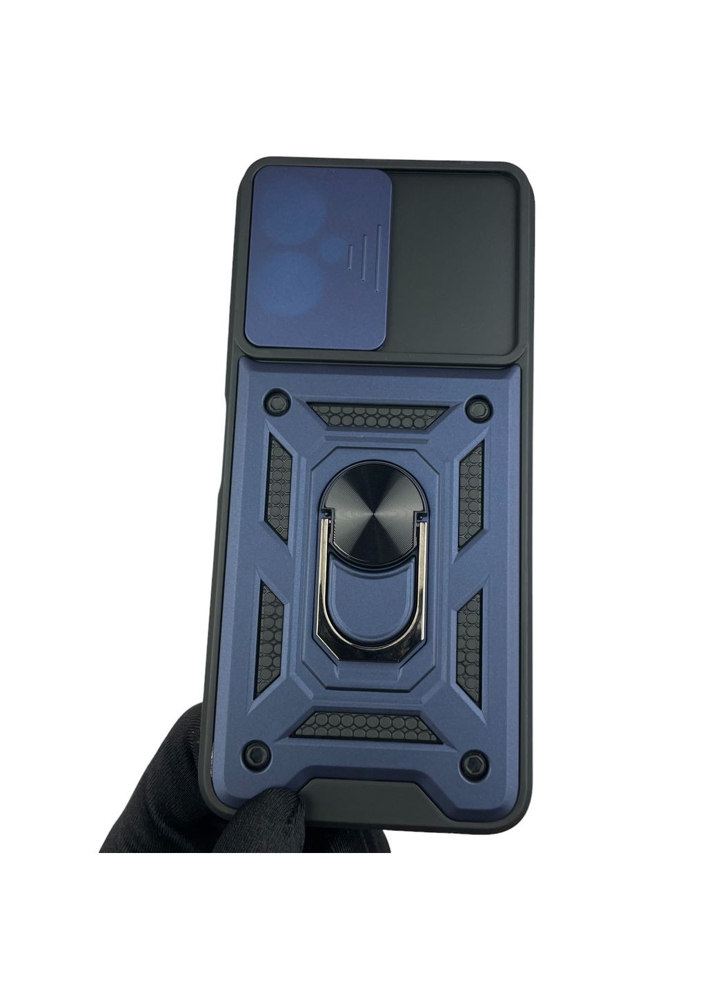 Чохол для Spark 9 Pro (KH7n) броньований з кільцем зі шторкою на камеру на техно спарк 9 про темно-синій rg1 Tecno (366023167)