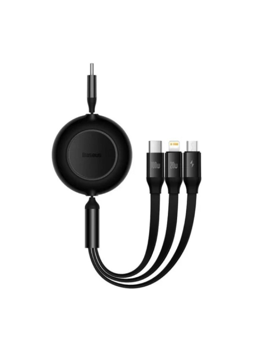 Кабель Bright Mirror 2 Series Retractable 3-in-1 Fast Charging Data Cable Type-C to M+L+C 100W 1.1m Black Baseus Bright Mirror One-for-three Retractable Data Cable (340278398)