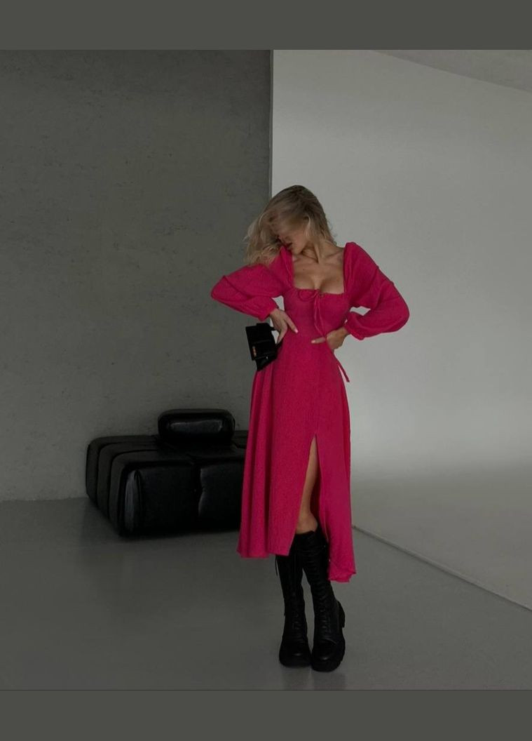 Рожева жіноче плаття з мусліну колір малина р.46/48 452643 New Trend