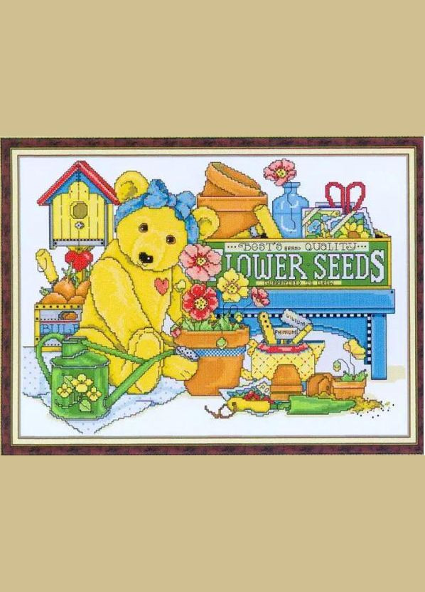 Набір для вишивання за нанесеною на канву схемою "Garden bear".AIDA 14CT printed, 49*37 см Joy Sunday (313614392)