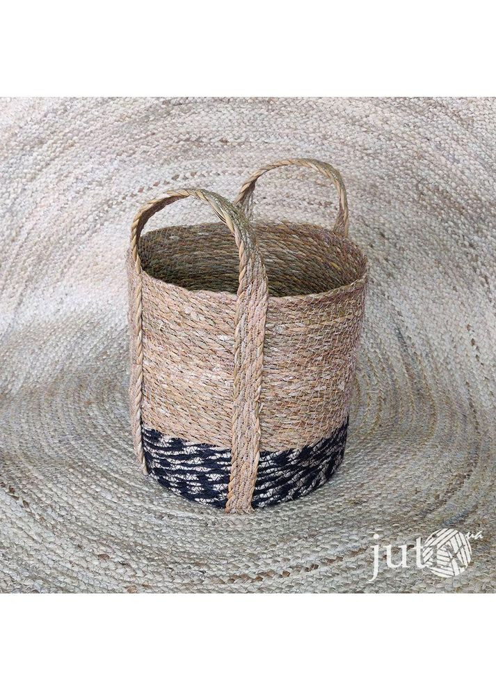 Кошик плетений круглий (хогла + джут) 29 см No Brand (356775330)