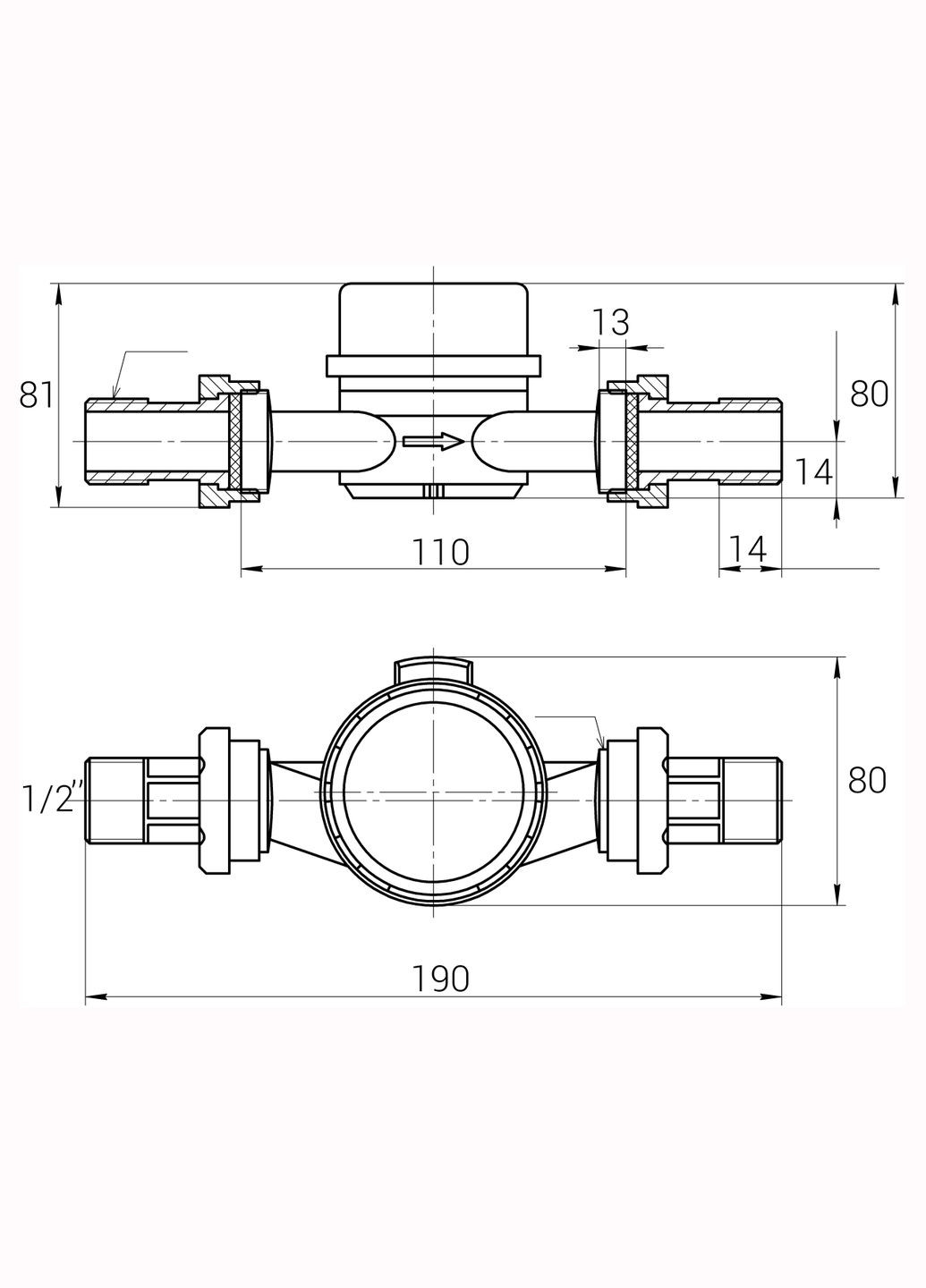 Лічильник гарячої води DN15 1/2″ ED R160 ECOSTAR (301219188)