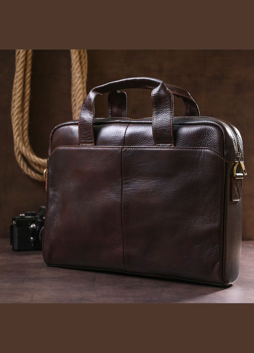 Чоловіча шкіряна сумка для ноутбука коричнева розмір 38х26х8 см 20679 Vintage (362417822)