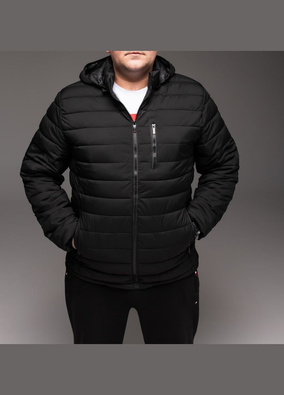 Чорна демісезонна утеплена стьобана куртка батал Vakko