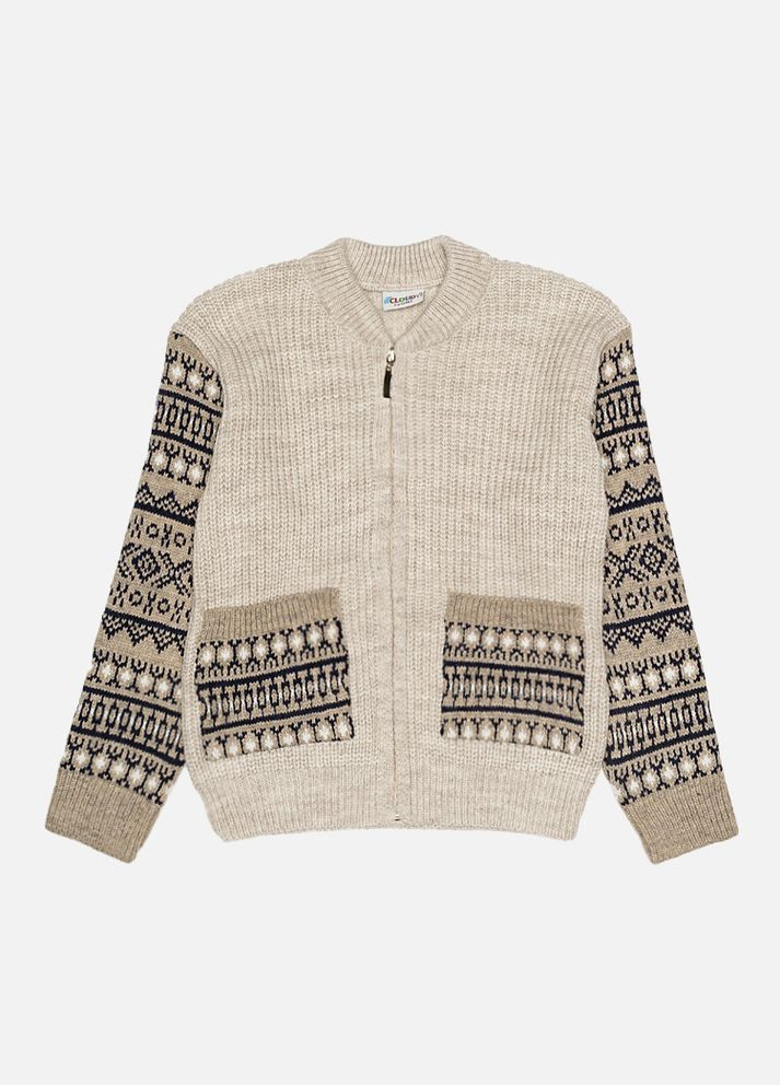 Кофта на хлопчика на блискавці колір бежевий CB-00220539 Cloudy (314909574)