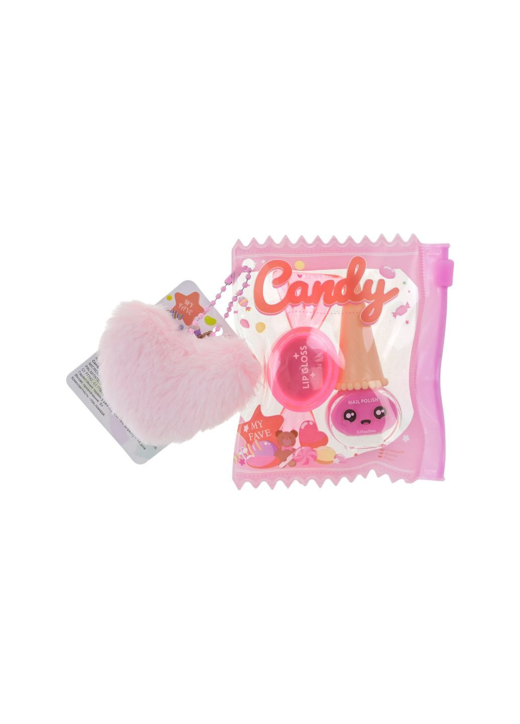 Дитячий набір косметики з помпоном у сумочці: бальзам, лак, блиск і аксесуари - No Brand UKR2413 (371927562)