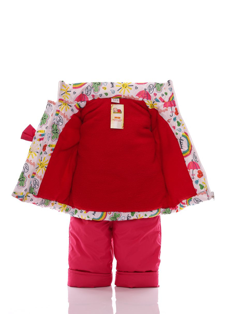 Розовый зимний комбинезон на синтепоне для девочки с принтом радуги евро ноль малиновый 86 см (28667) BABYKROHA