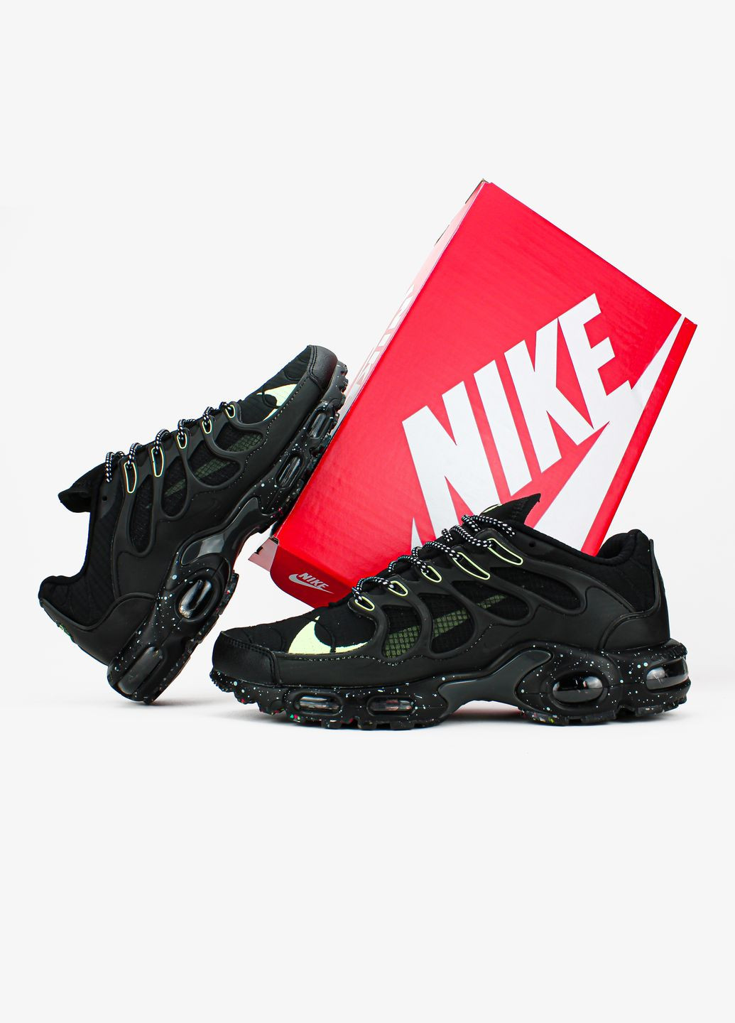 Чорні Осінні кросівки чоловічі nike air max tn terrascape plus black green | найк аір макс тн плюс чорні No Brand