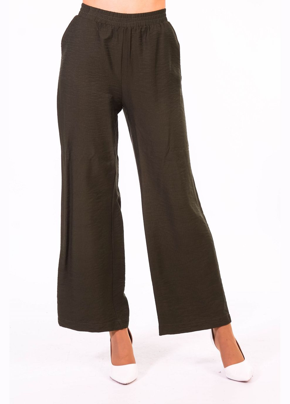 Брюки свободного кроя женские 014 лен жатка хаки Актуаль (298502212)