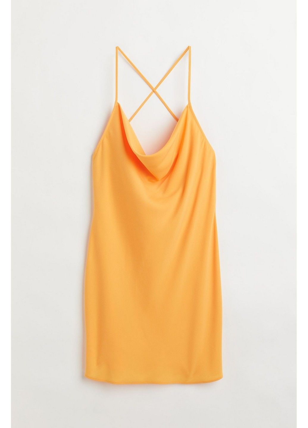 Оранжевое коктейльное платье с микро-дефектом H&M однотонное