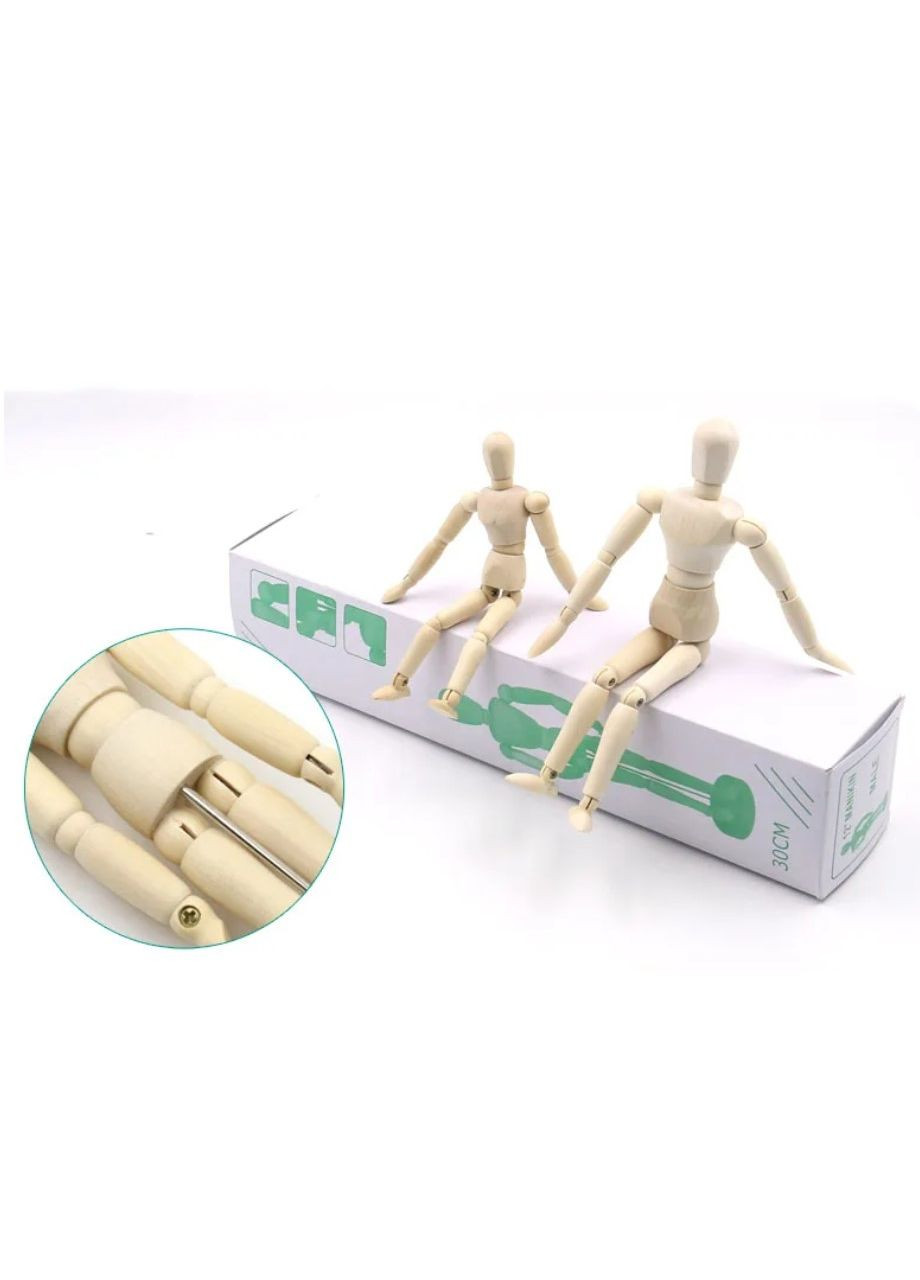 Дерев'яна модель людини 30 см. Манікен. No Brand (278654757)