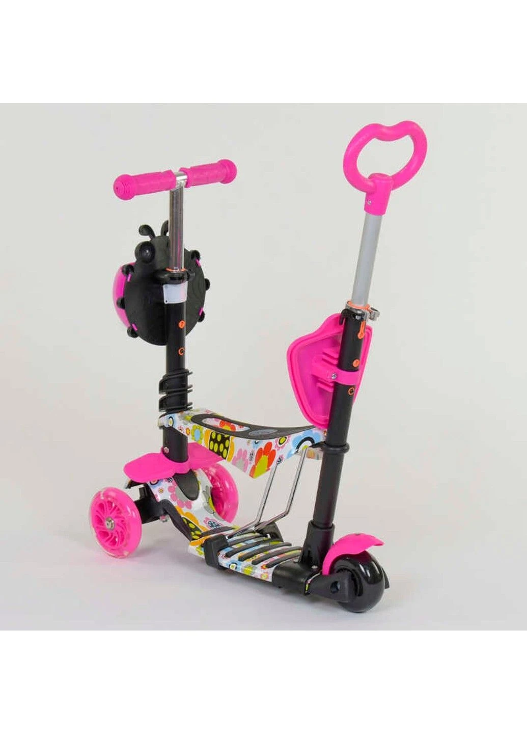 Самокат 5в1, АБСТРАКЦІЯ, PU колеса, ПІДСВІЧУВАННЯ КОЛІС Best Scooter (365876764)