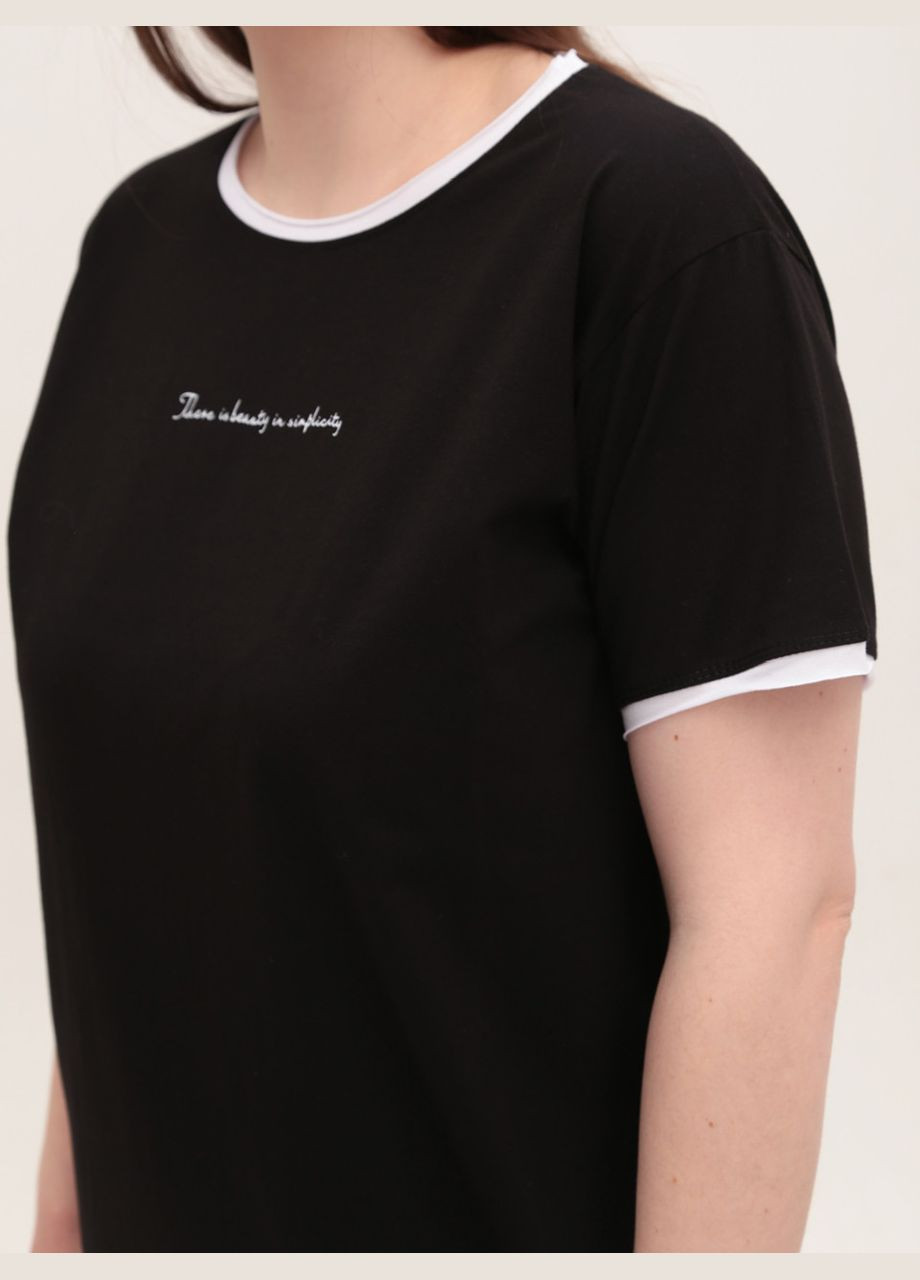 Черное повседневный платье женское черное прямое летнее JEANSclub с надписью