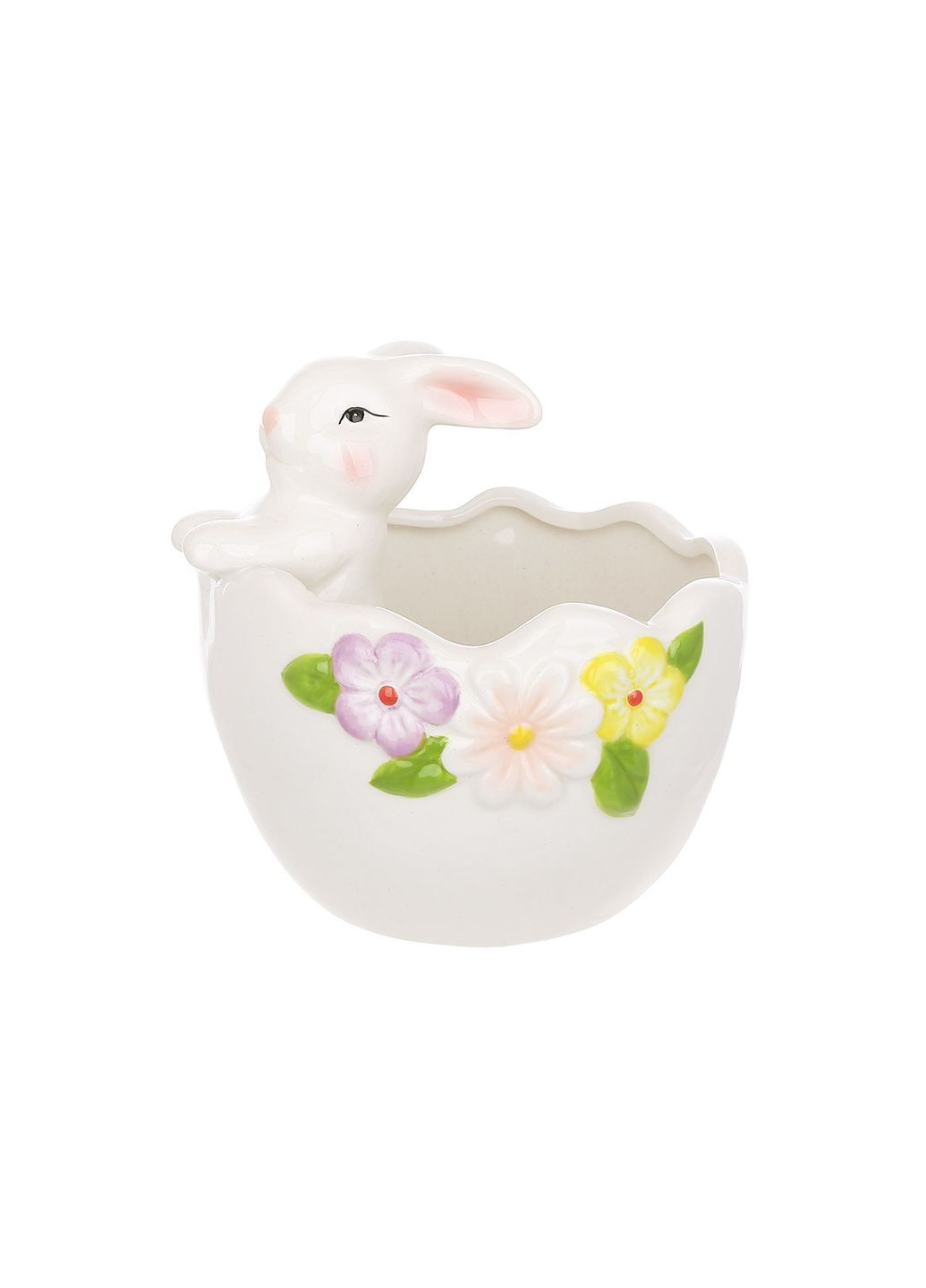 Кашпо декоративне Зайка в кошику 12*11*12 см білий 928-149 BonaDi (317977219)