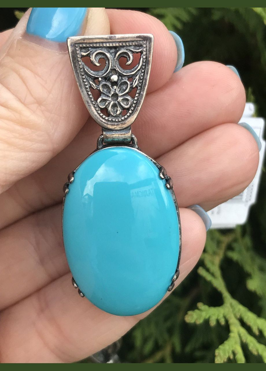 Сережки срібні ексклюзивні з бірюзою 2477с No Brand (316397865)