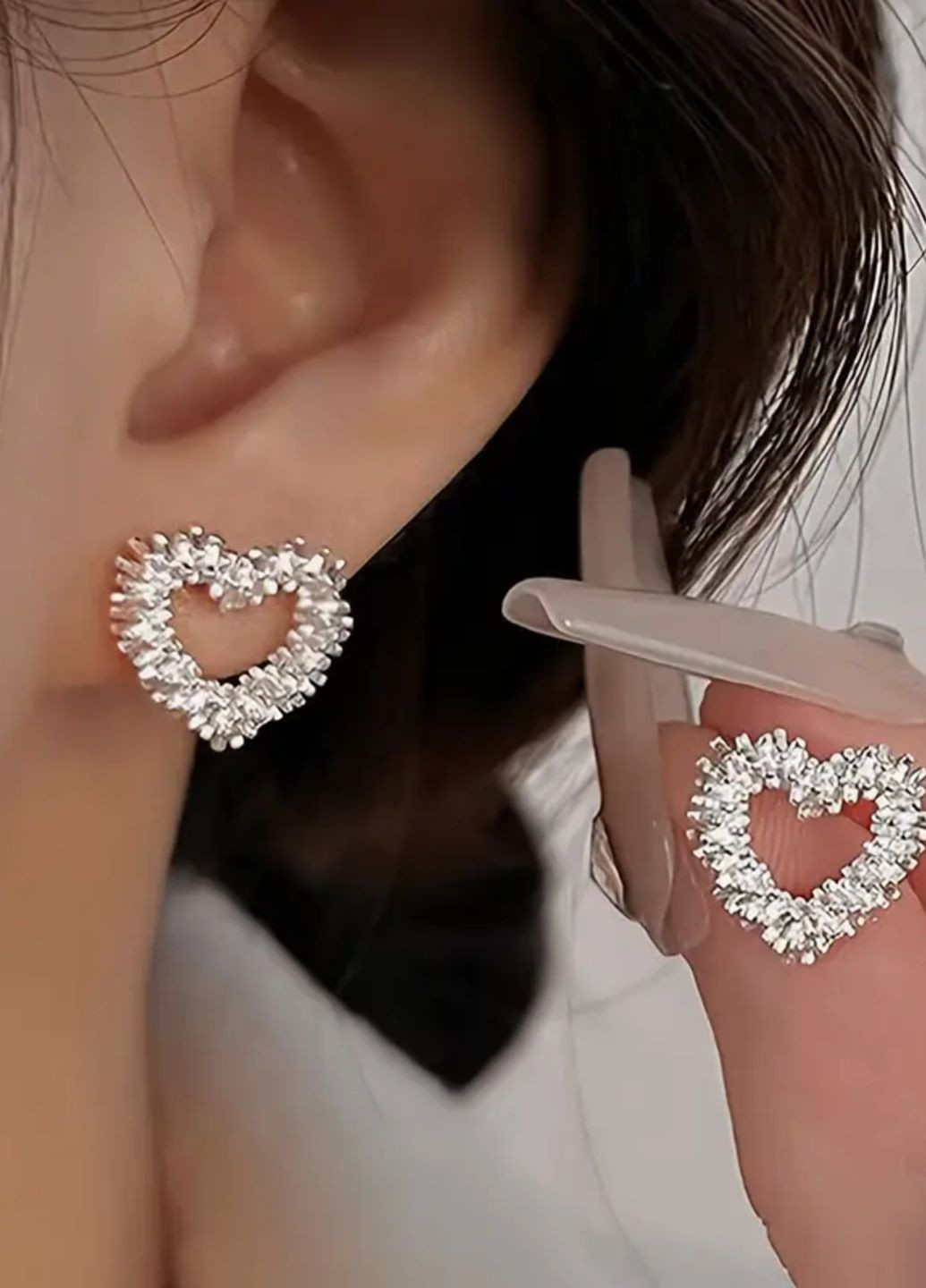 Сережки-пусети Сердечки No Brand (314801126)