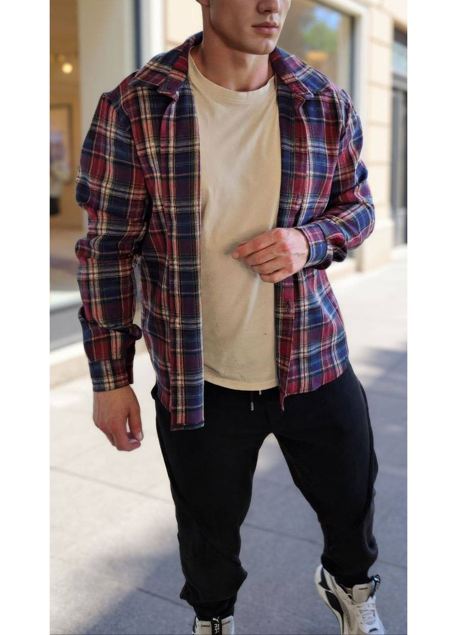 Темно-красная рубашка No Brand