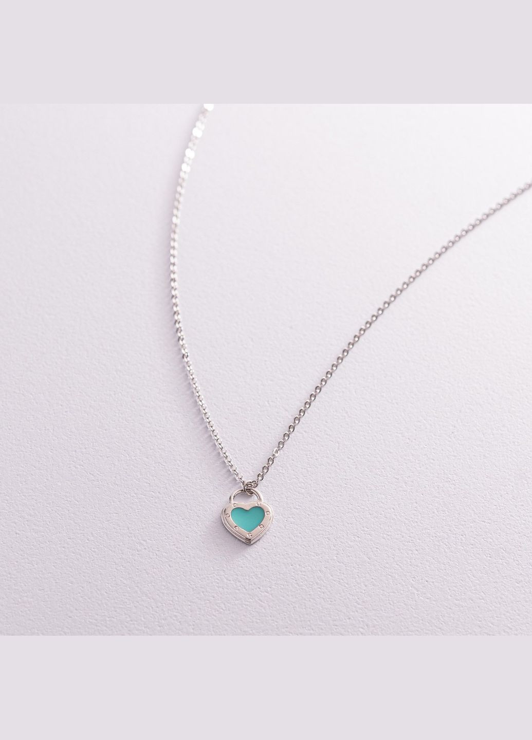 Срібне кольє Сердечко з емаллю 181192 47 Oniks (264392859)