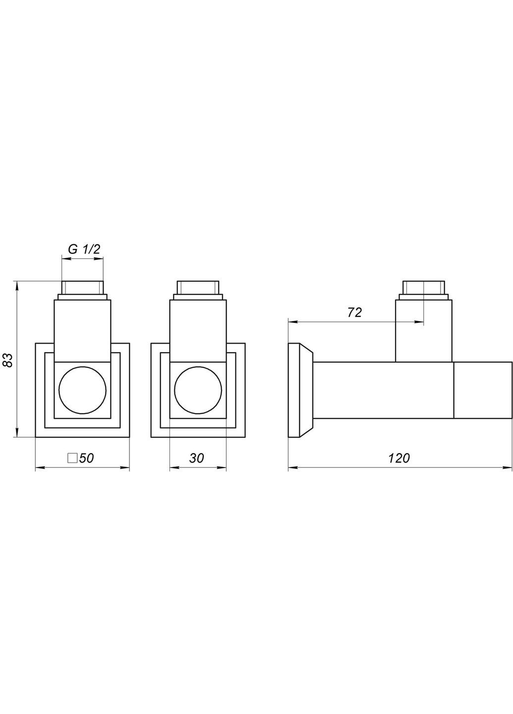 Набір Кран напівобертовий кутовий з американкою LUX 1/2″ CUBE BLACK 8888 (1уп) Solomon (301219348)