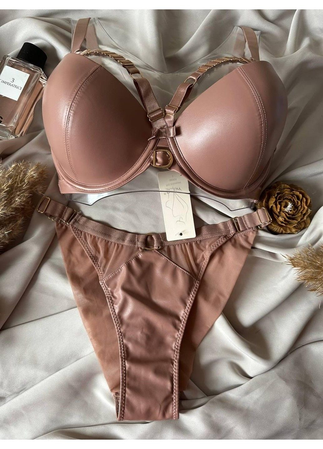 Коричневый комплект бюстгальтер + трусики слипы 8283d коричневый Weiyesi