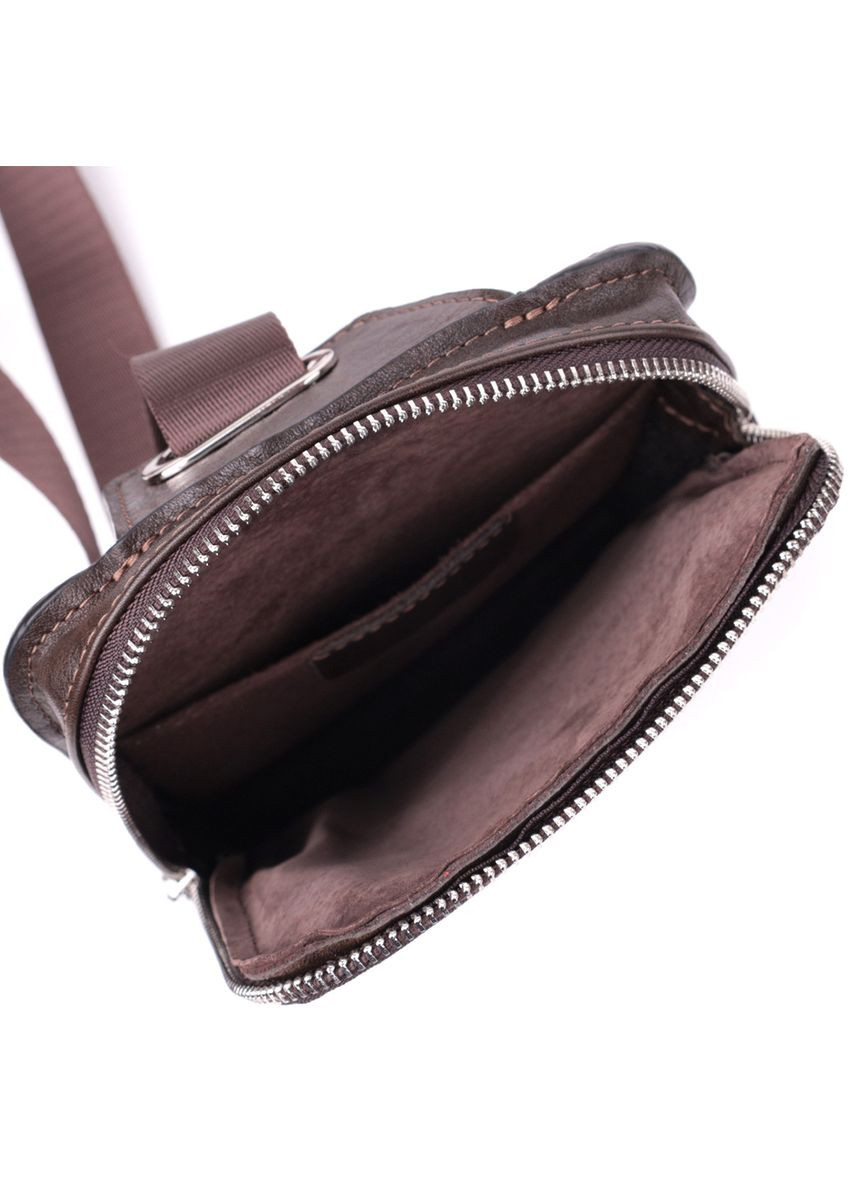 Чоловіча прямокутна сумка бананка з гладкої натуральної шкіри 22880 Коричневий Grande Pelle (316087192)