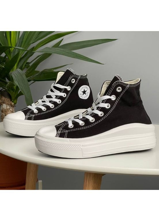 Кросівки жіночі Converse CHUK TAYLOR All Star Move High Top | Конверс Чак Тейлор Ол Стар чорно-білі No Brand чорно-білі демісезони (360894529)