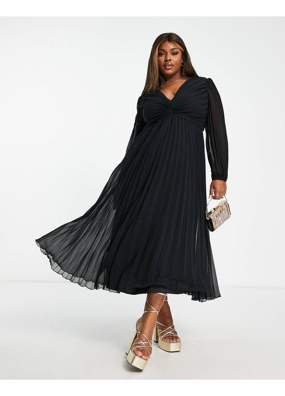 Черное платье меди плиссированное Asos