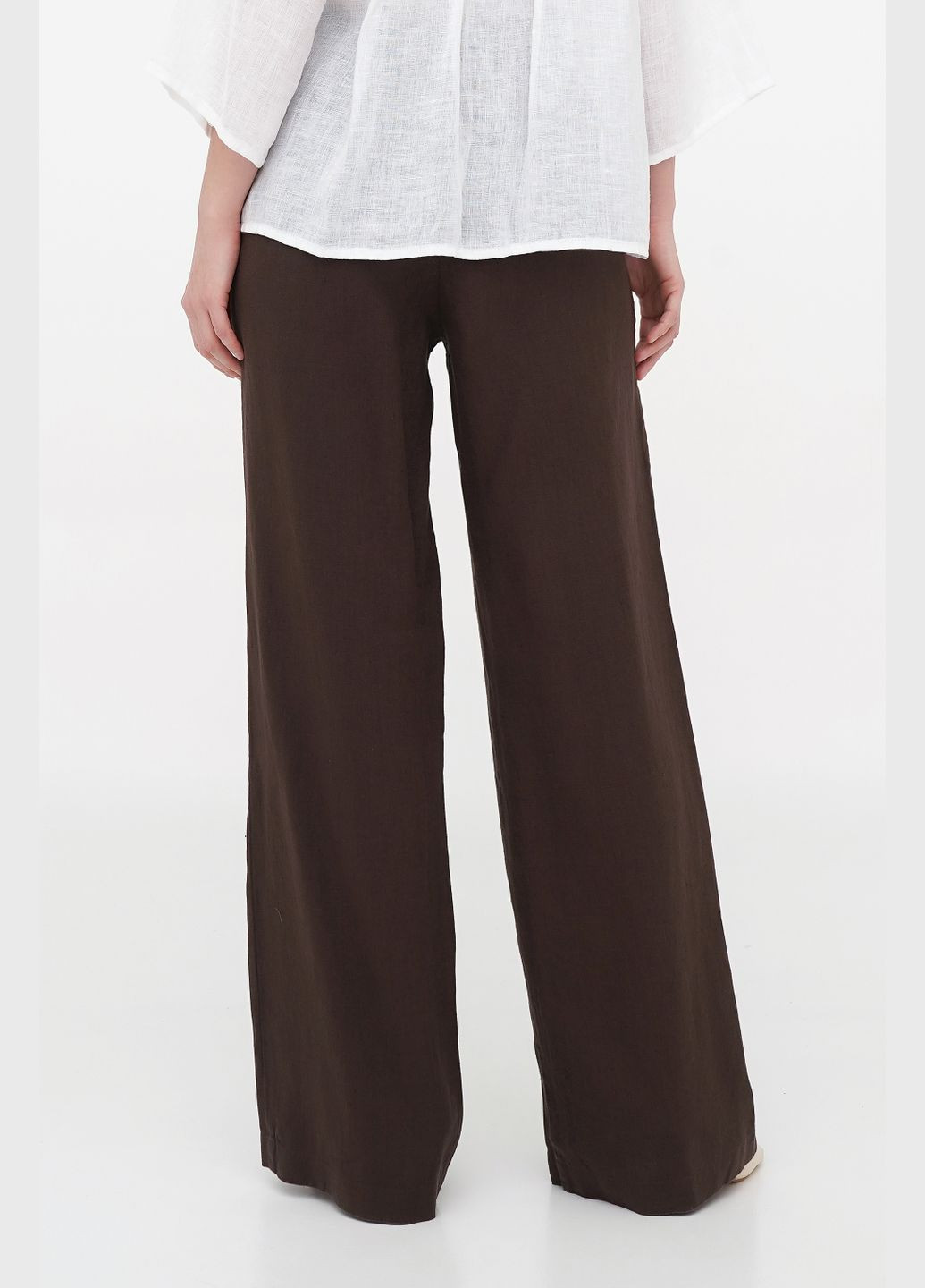 Жіночі розширені штани зі щільного льону на резинці та зав'язці з кишенями Квест., р., код 8293/44/592 ГАЛЕРЕЯ ЛЬОНУ (335063881)