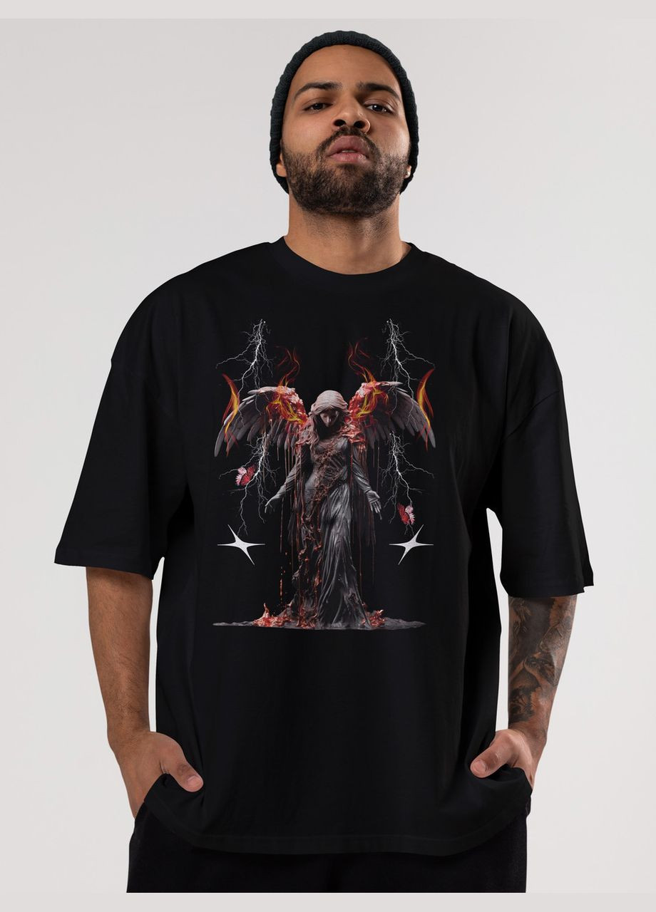 Черная мужская футболка оверсайз urban черная высокая плотность с длинным рукавом Mishe