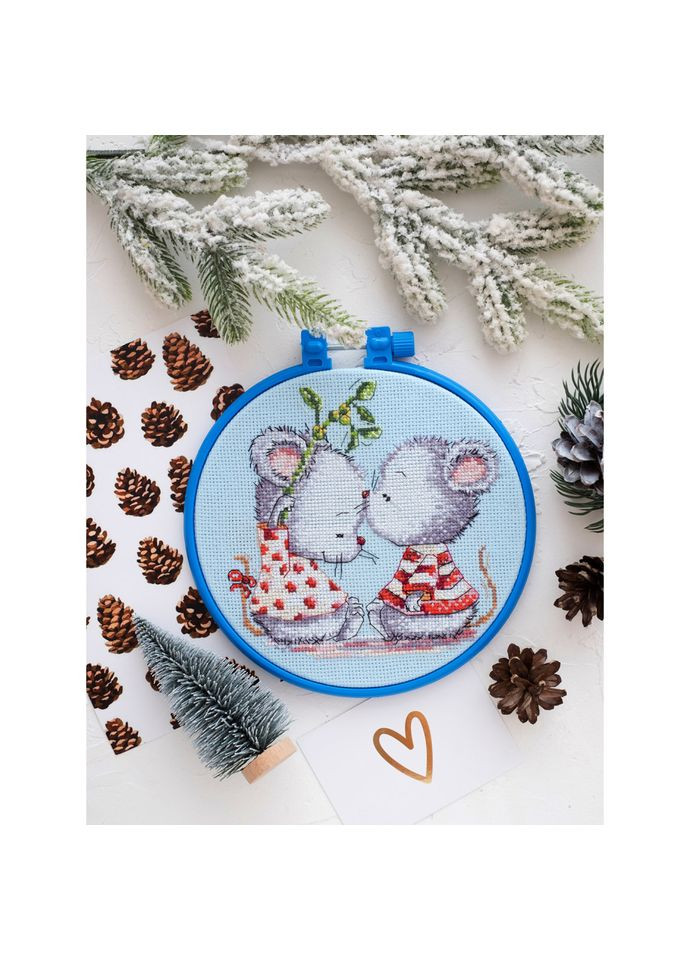 Набор для вышивки крестиком "Влюбленные мыши" AHM-017 с пяльцами Abris Art (342329919)