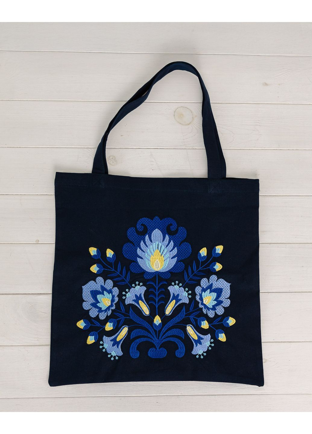 Шопер з вишивкою Квіткова казка Синій No Brand (370050835)