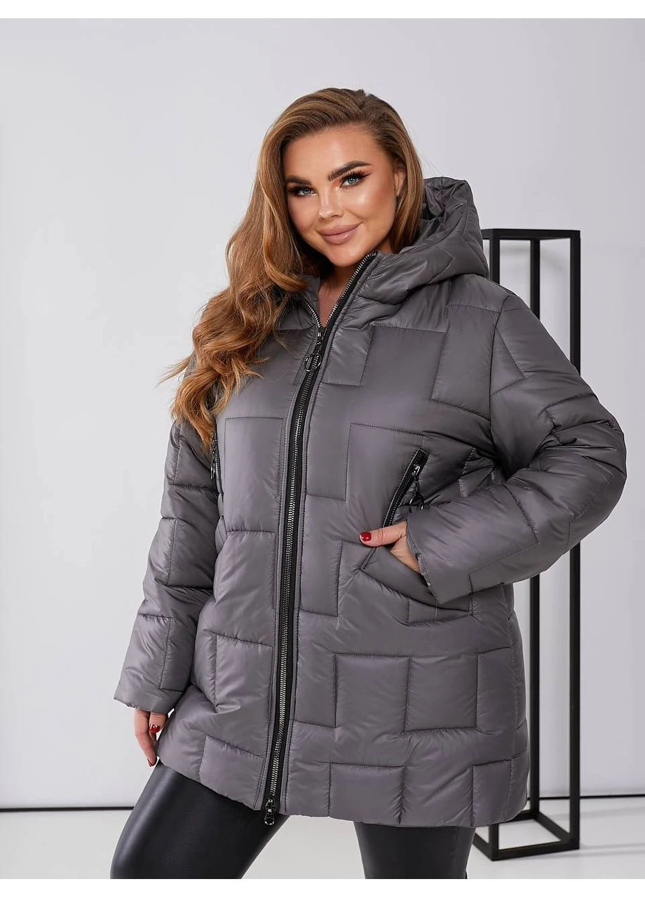 Графитовая демисезонная куртка женская стёганная Style Point