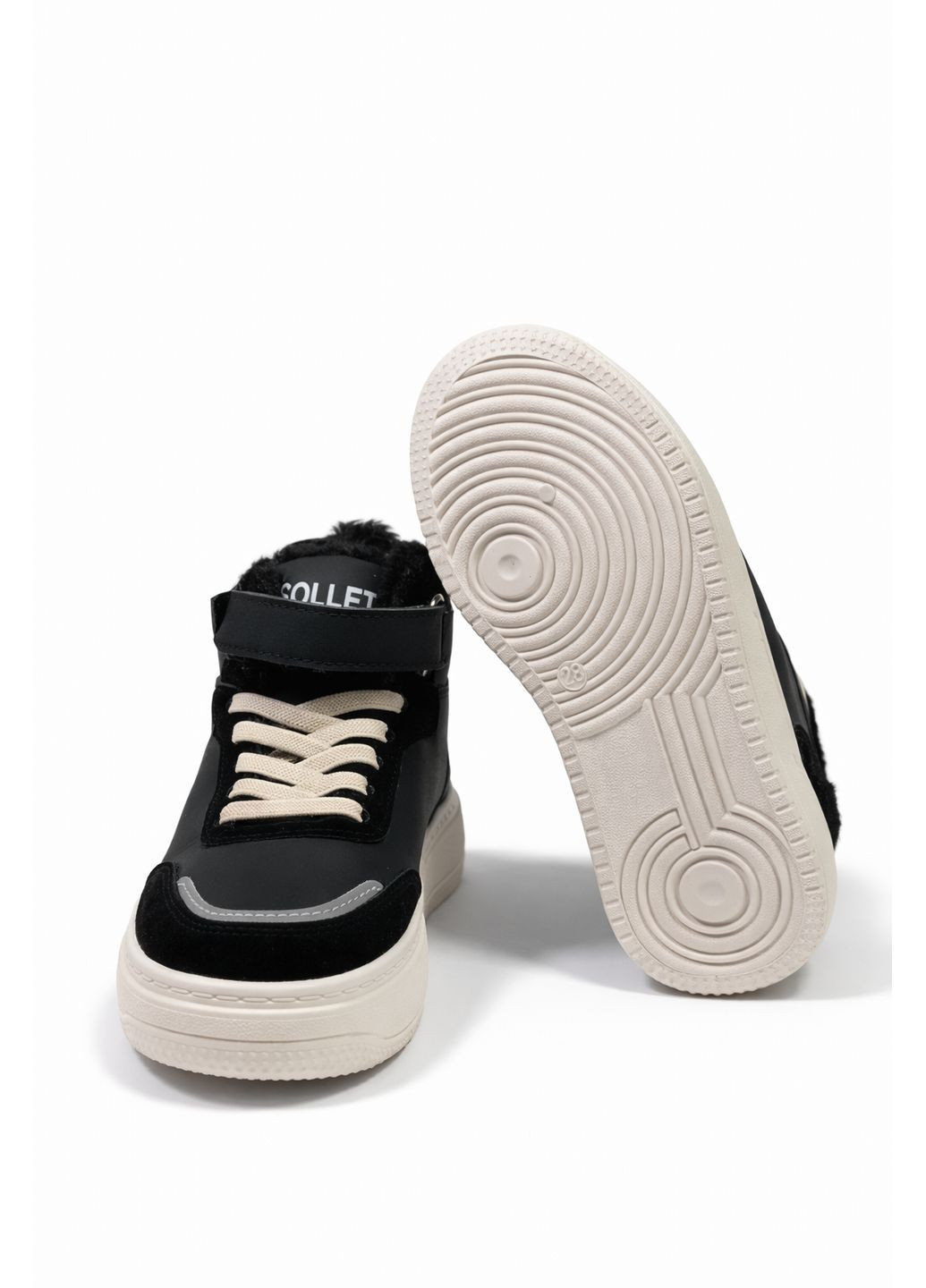 Чорні дитячі стильні зимові кеди для дівчинки Solletta