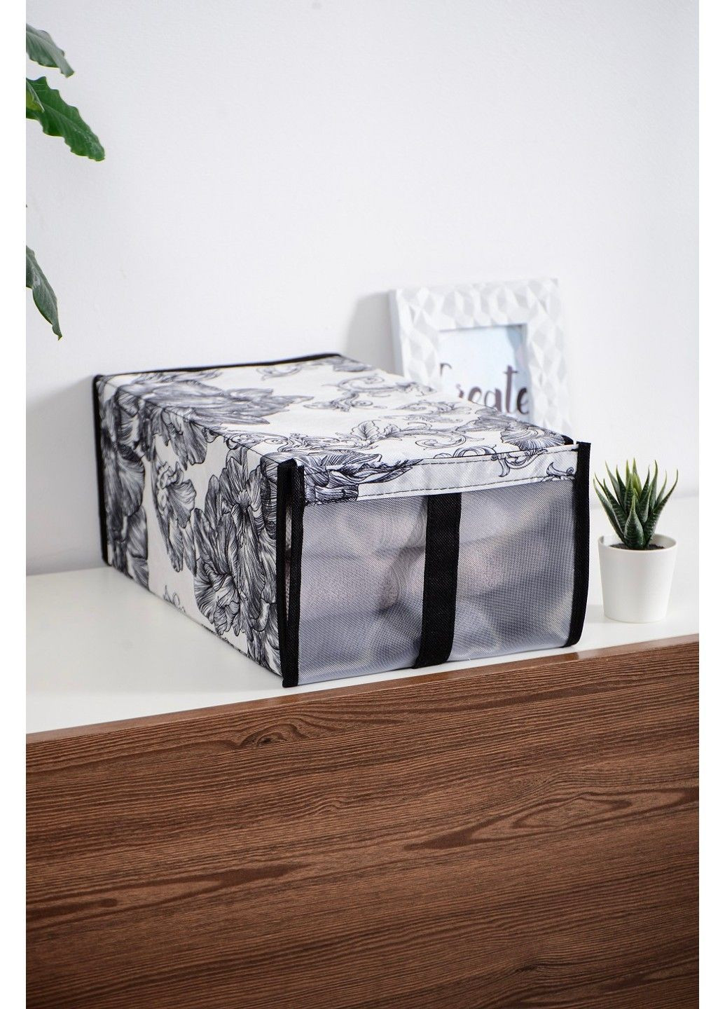 Органайзер NPA-01 ткань. с/кр д/обувь Anthracite Flowers 34x22x16 см (NPA-01 ткань. з/кр д/обувь Anthracite Flowers) IDEA HOME (365275276)