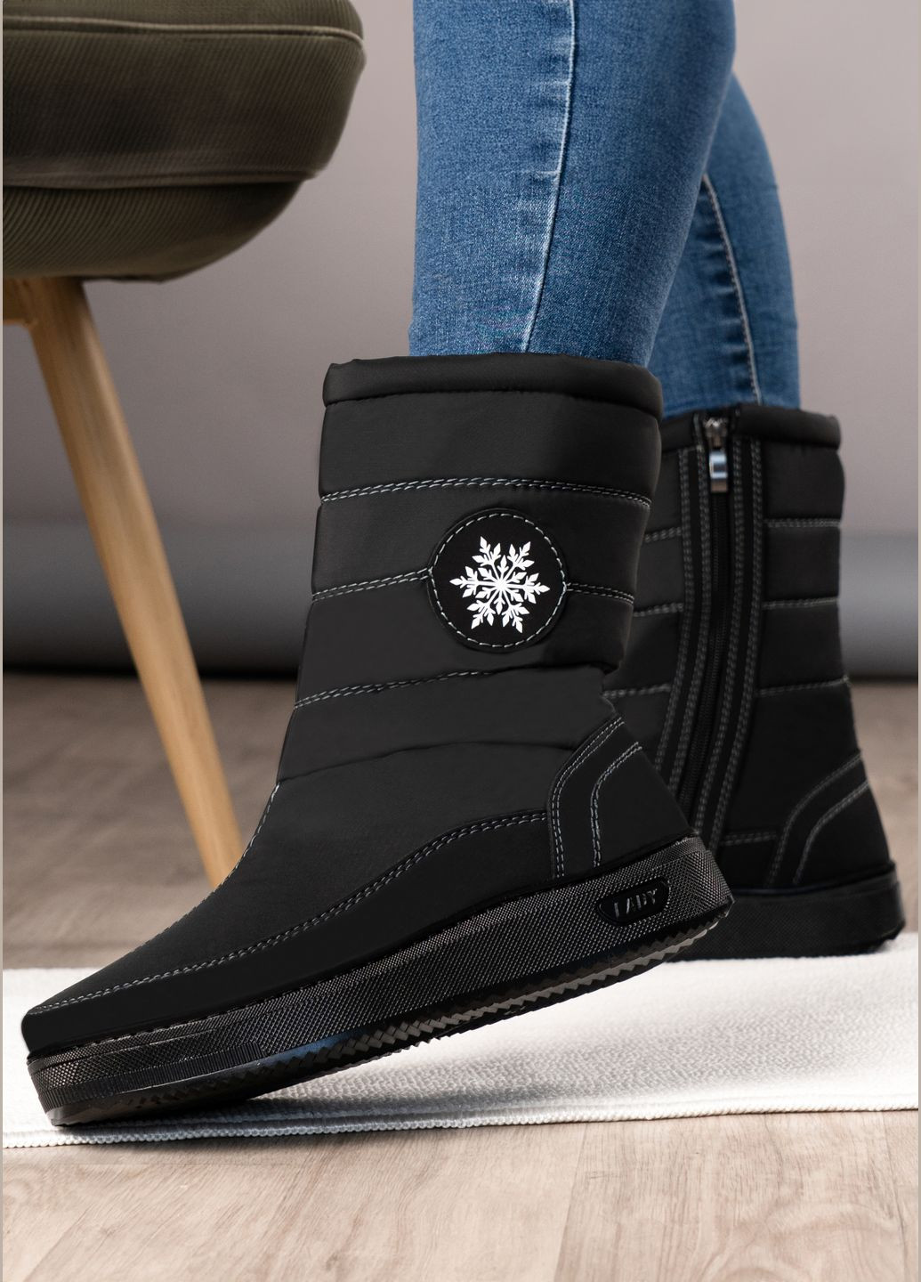 Дутики жіночі KL-Shoes з хутром високі чорні (АБ 8) Kluchkovskyy (303627843)