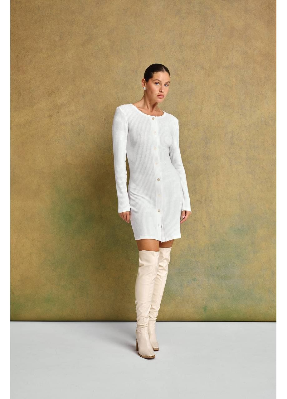 Молочна святковий, коктейльна, ділова, повсякденний, кежуал сукня з акцентами ґудзиками з трикотажу 💫💫💫 силуетна Україна однотонна