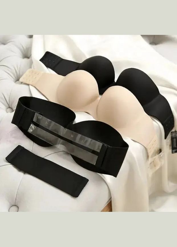 Чёрный балконет бюстгальтер трансформер бесшовный гладкий лифчик балконет пуш ап черный No Brand