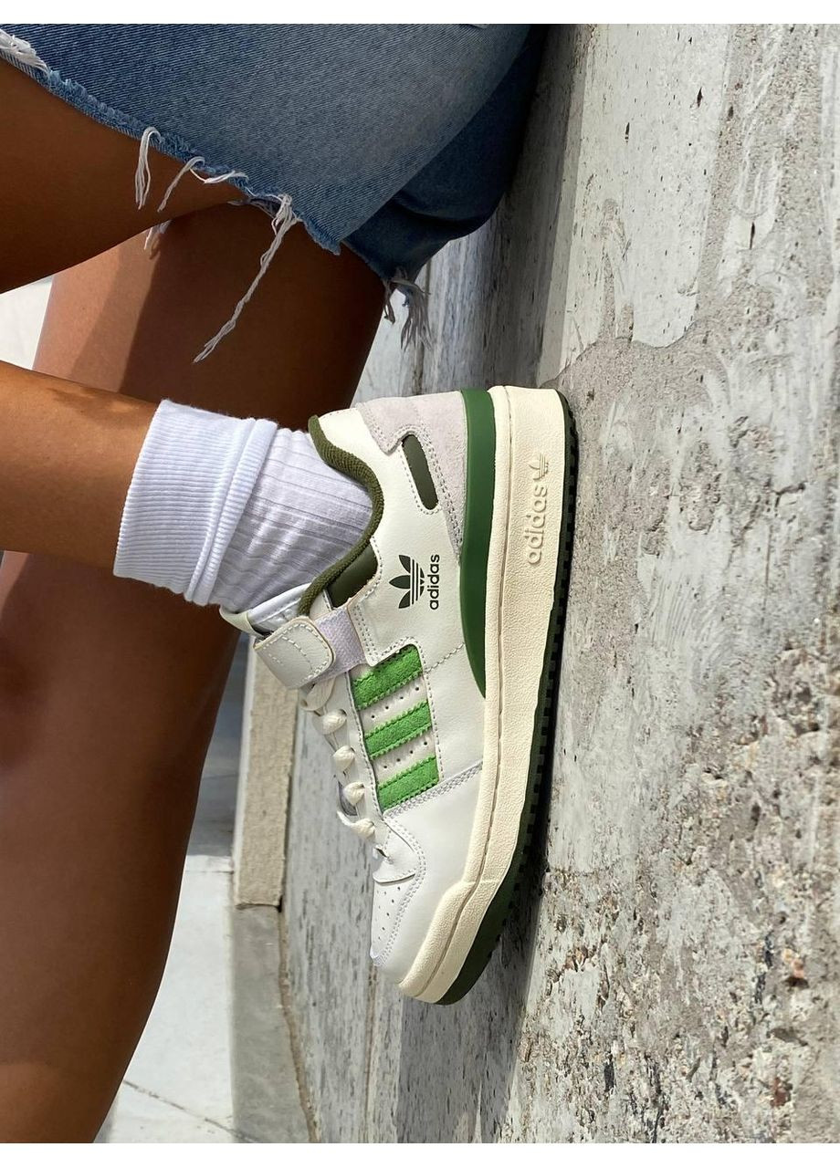 КРОССОВКИ ЖЕНСКИЕ ADIDAS NEW FORUM WHITE GREEN АДИДАС No Brand серые демисезоны (369389680)