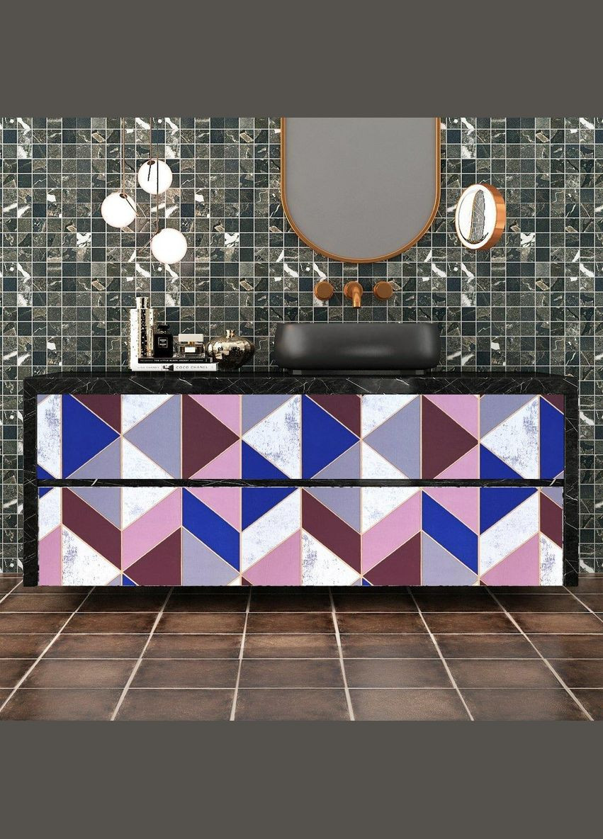 Самоклеюча плівка рожеві трикутники 0,45х10м (3DPanda-1225) Sticker Wall (323155250)