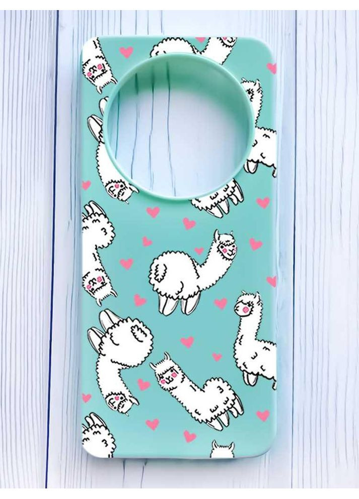 Матовий бірюзовий чохол на Xiaomi Redmi 14C/Poco C75 Лами (принт 95) Creative (355400187)