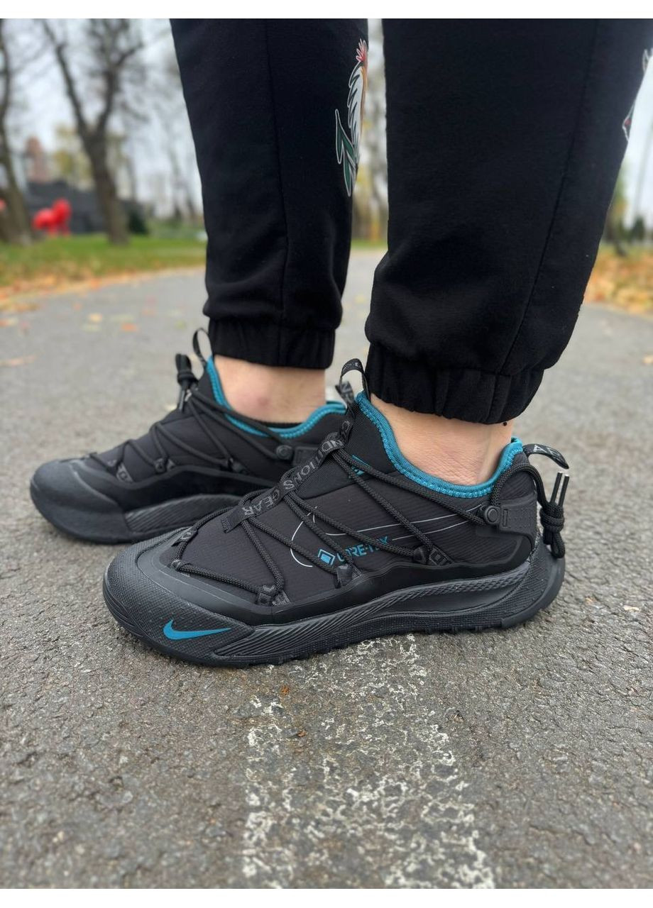 Чорні Осінні кросівки чоловічі nike acg mountain fly low black blue gore-tex termo найк асж маунс флай No Brand