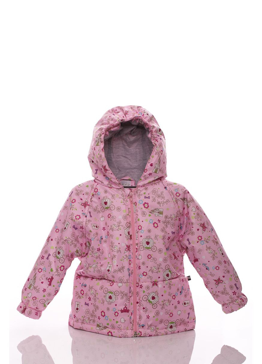 Рожева демісезонна куртка для дівчинки нуль на холлофайбері з принтом принцеса рожева 74 см (45007) BABYKROHA