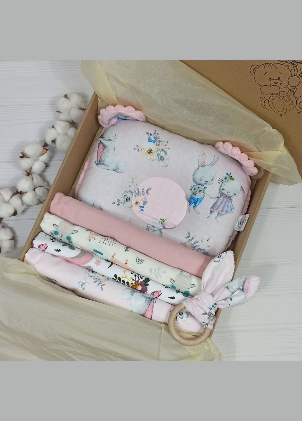 Набір пелюшок для новонароджених a.l.babybox Зайчик з мамою Рожевий No Brand (308379631)
