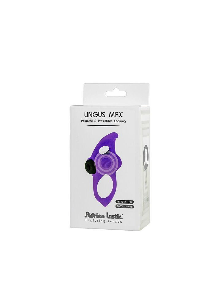 Ерекційне віброкільце Adrien Lastic Lingus MAX Violet з язичком для стимуляції клітора No Brand (366879751)