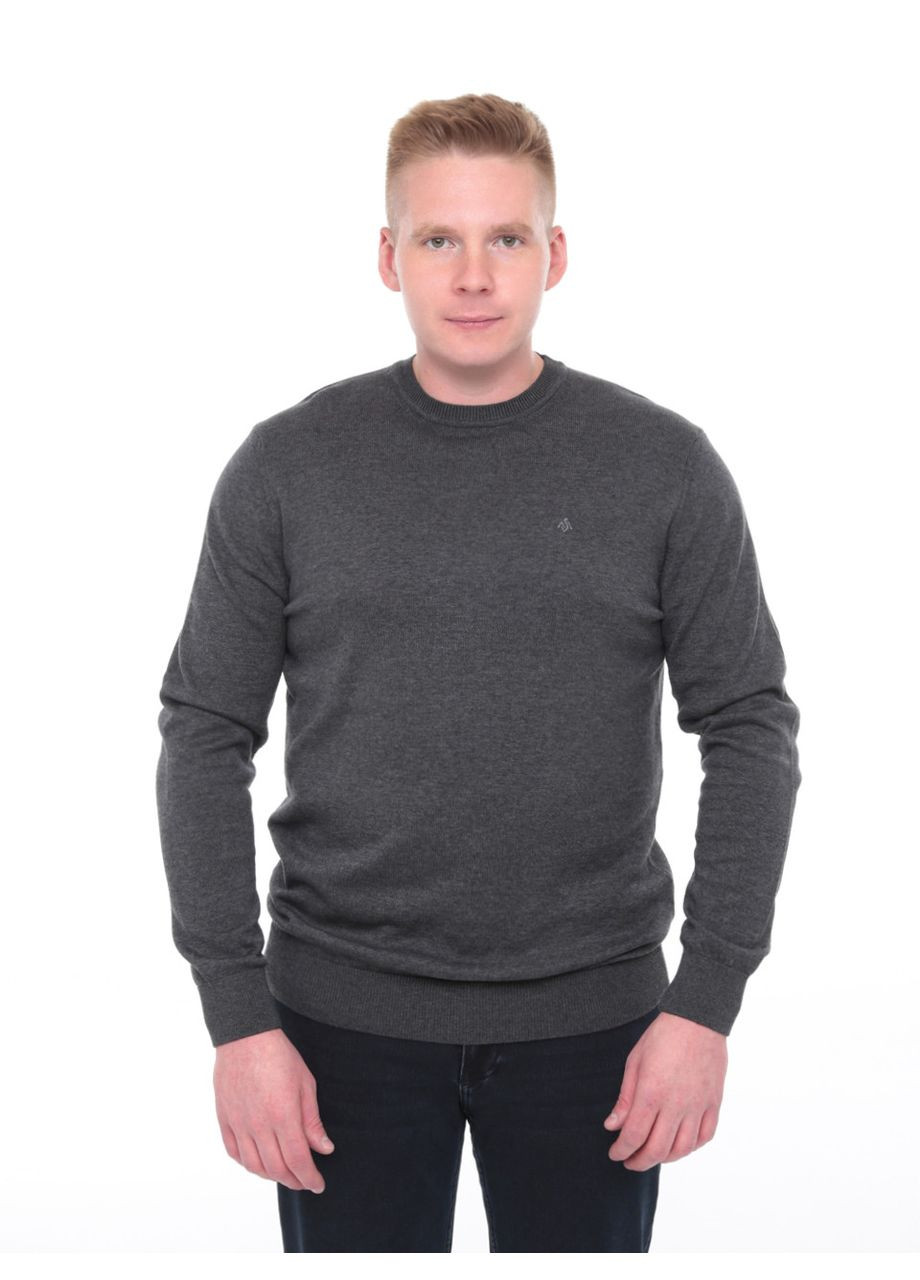 Темно-серый зимний свитер мужской серый тонкий однотонный джемпер MarcoStar Приталена
