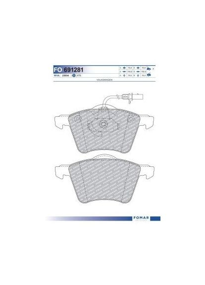Колодки тормозные дисковые (комплект 4 шт.)) Fomar (364975116)