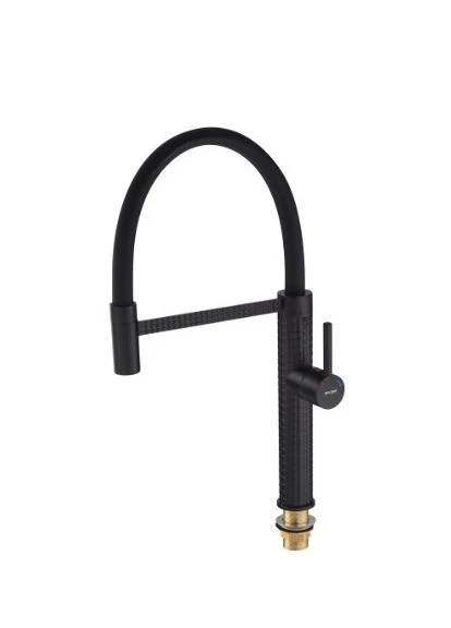 OLIWER 017 BLACK REFL.BLACK Зміш.для кухні (Колір чорн.+силік.вилив чорн.) Mixxus (395418490)