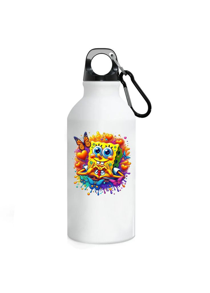 Фляга (бутылка) для воды с карабином Детская #015 500 мл Белый No Brand (323639981)