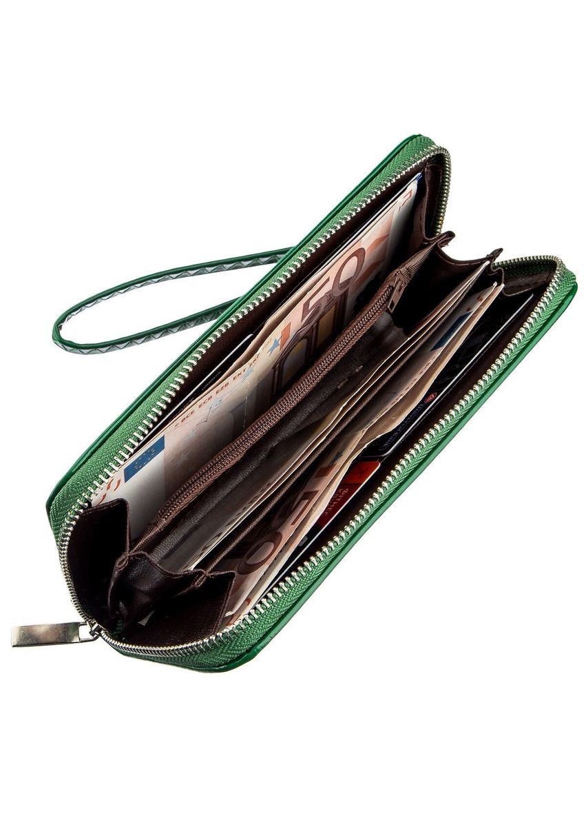 Женский кошелек с отделением на молнии и 8 слотами для карт экокожа зеленый (sku_19034) No Brand (328218625)